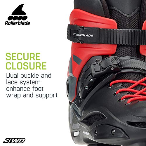 Rollerblade RB 110 3WD Unisex Adult Fitness Inline Skate, Black and Red, High Performance Inline Skates, US Size 11