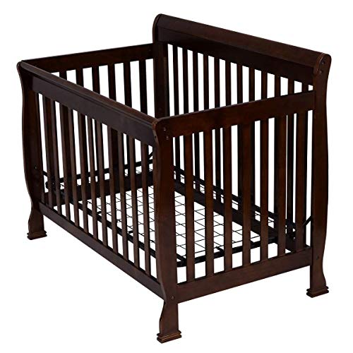 Costzon Baby Convertible Crib, Solid Wood Construction Toddler Nursery Bed (Espresso)