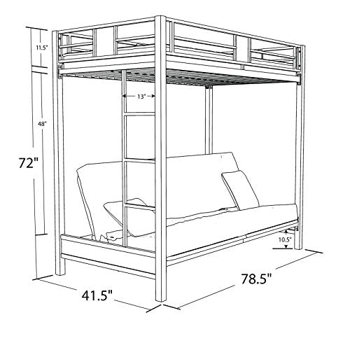 DHP Silver Screen Metal Bunk Bed with Ladder, Black, Twin