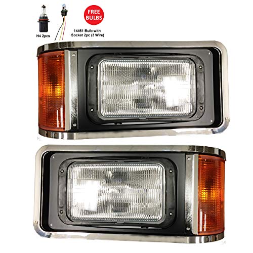 Headlight Set Driver and Passenger Side (Fit: Mack CH613 SFA Hood Truck 1990-2017 )