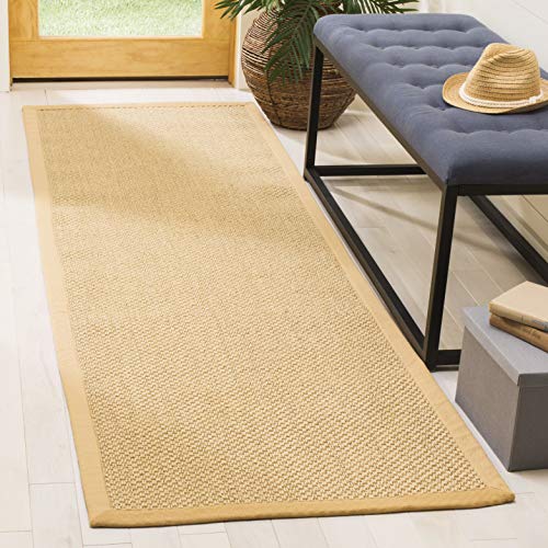 Safavieh Natural Fiber Collection NF443A Border Sisal Runner, 2'6" x 18' , Maize / Wheat