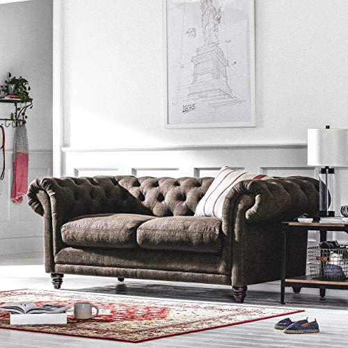 Stone & Beam Bradbury Chesterfield Tufted Loveseat Sofa Couch, 78.7"W, Warm Grey