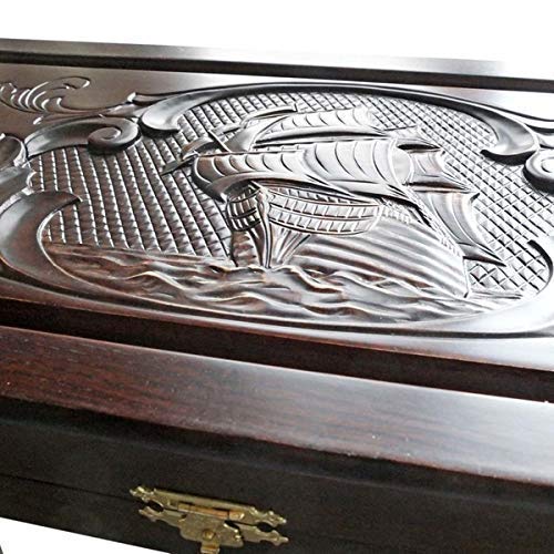 20" Luxury Wooden Backgammon *SHIP CARVED* + Leather Backgammon Set Tournament Board