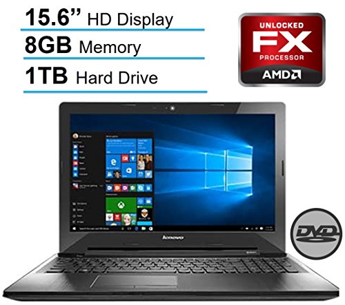 Lenovo 15.6’’ HD LED Signature Laptop PC, AMD Quad-Core FX-7500 2.10 GHz CPU, 8 GB RAM, 1 TB HDD, DVD +/- RW, Bluetooth, HDMI, Radeon R7 Graphics, Dolby Audio, Windows 10-Black