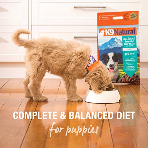 Freeze Dried Puppy Food By K9 Natural - Perfect Grain Free, Healthy, Hypoallergenic Limited Ingredients For All Puppys - Raw, Freeze Dried Food Or Mixer - Beef & Hoki Oil - 4Lb Pack