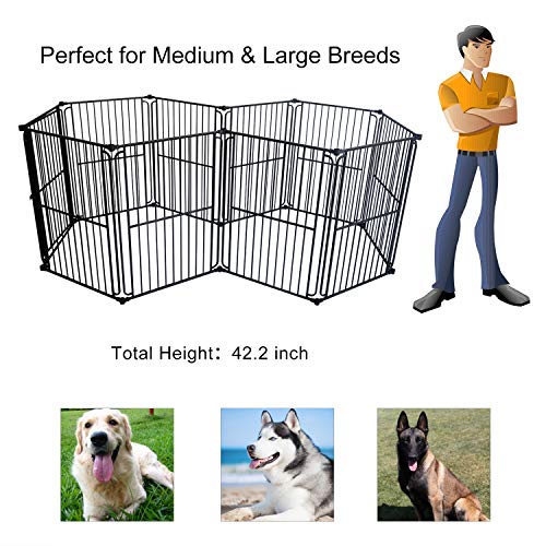 LEMKA Heavy Duty Dog Playpen Dog Kennel Pet Dog Exercise Playpen Foldable Dog Steel Crate Wire Metal Cage 6 Panels - 60 inches