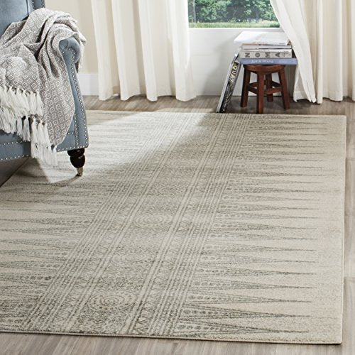 Safavieh Evoke Collection EVK226Z Modern Bohemian Area Rug, 9' x 12', Ivory/Silver