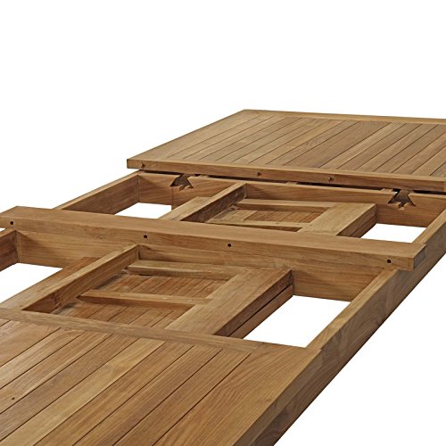 Modway EEI-2714-NAT Marina Premium Grade A Teak Wood Outdoor Patio Extendable, Dining Table, Natural