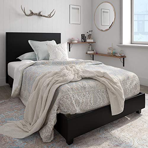 Carley Upholstered Bed, White Faux Leather, Twin