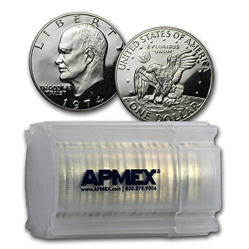 1974 S 40% Silver Eisenhower Dollar 20-Coin Roll Gem Proof Silver Uncirculated