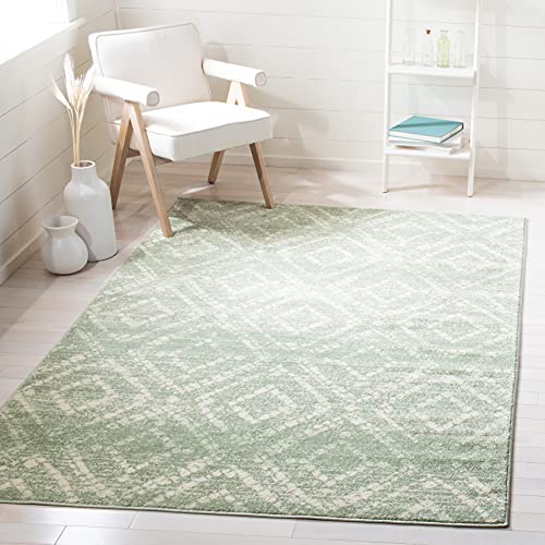 SAFAVIEH Adirondack Collection ADR131Y Modern Diamond Distressed Non-Shedding Living Room Dining Bedroom Area Rug 8' x 10' Green/Ivory