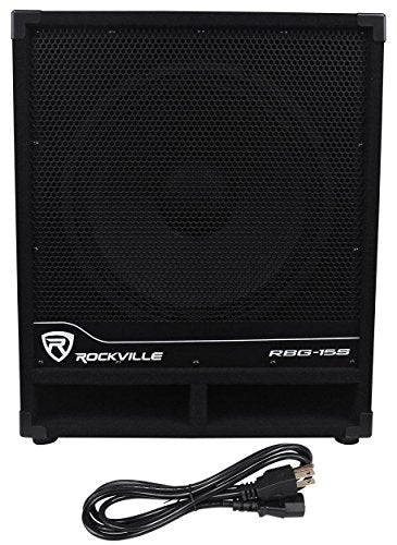 (2) Rockville RPG12 12" Powered PA Speakers+Active 15" Subwoofer+Stands+Cables