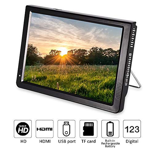 12 inch Portable Digital Television, Fosa Small 16:9 ATSC 1080P HD HDMI Video Player TFT LED TV Built-in Rechargeable Battery Support USB and TF Card for Car, Caravan, Camping, Outdoor or Kitchen(12")