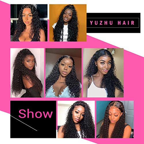10A Brazilian Deep Wave Human Hair 3 Bundles with Closure (22 24 26 with 20 Closure) Unprocessed Deep Wave Hair Weave Bundles with Lace Closure Middle Part Human Hair Bundles and Closure Natural Color