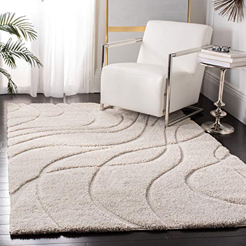 Safavieh Florida Shag Collection SG471-1111 Creme and Creme Area Rug (8' x 10')