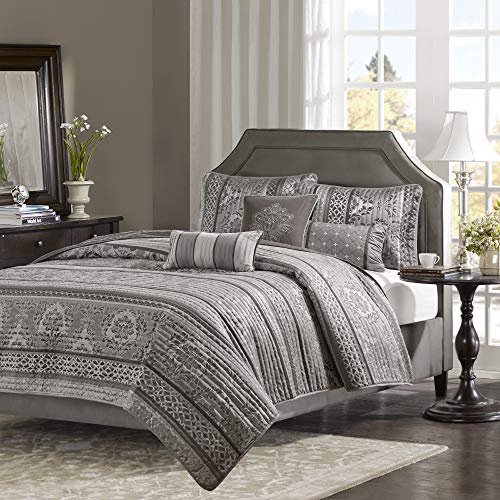 Madison Park Bellagio Coverlet Set, King/Cal King, Grey