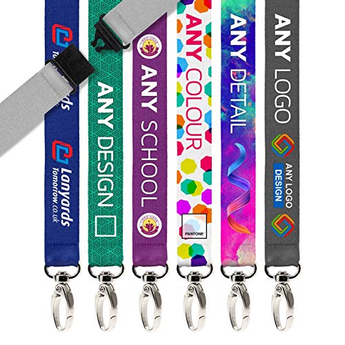 100x Personalized Lanyard by Lanyards Tomorrow | Full-Colour Dye Sublimation Design Your OWN Customized Neck Straps ADD Logo and Text - with Breakaway and Metal Clip 15mm 1.5cm Width