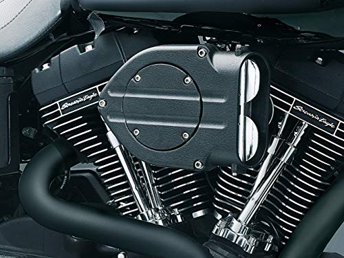 Kuryakyn 9981 Hypercharger Air Cleaner/Filter with Blood Groove Design Trap Door and Chrome Butterflies for 1993-99 Harley-Davidson Motorcycles, Wrinkle Black