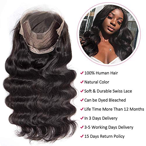 Lace Front Human Hair Wigs for Women Pre Plucked Hairline 150% Denisty Brazilian Body Wave Lace Front Wigs with Baby Hair Natural Color (24Inch)
