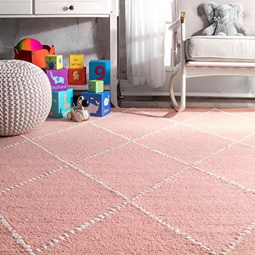 nuLOOM Dotted Diamond Trellis Wool Rug, 5' x 8', Light Grey
