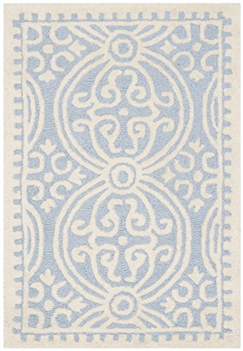 Safavieh Cambridge Collection CAM123A Handmade Moroccan Wool Area Rug, 9' x 12', Light Blue/Ivory