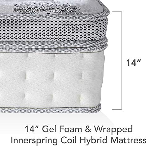 Classic Brands Gramercy Euro-Top Cool Gel Memory Foam and Innerspring Hybrid 14-Inch Mattress, California King, White