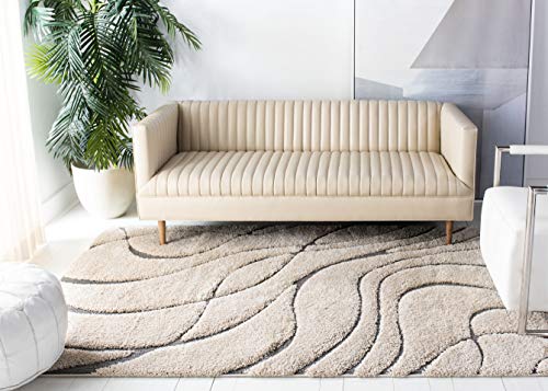 Safavieh Florida Shag Collection SG471-1180 Cream and Grey Area Rug (8' x 10')