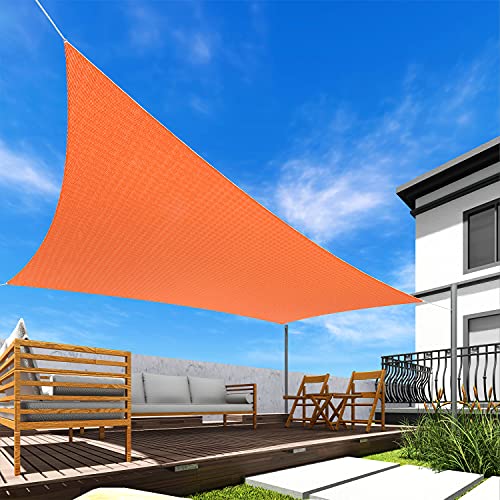 Windscreen4less Sun Shade Sail for Outdoor Patio Backyard UV Block Awning with Steel D-Rings 18ft x 24ft Tangerine Orange Rectangle - Custom Size