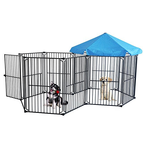 LEMKA Heavy Duty Pet Playpen Dog Kennels, Pet Dog Exercise Playpen Pet Courtyard Kennel Foldable Steel Crate Wire Metal Cage 10 Panels - 60 inches