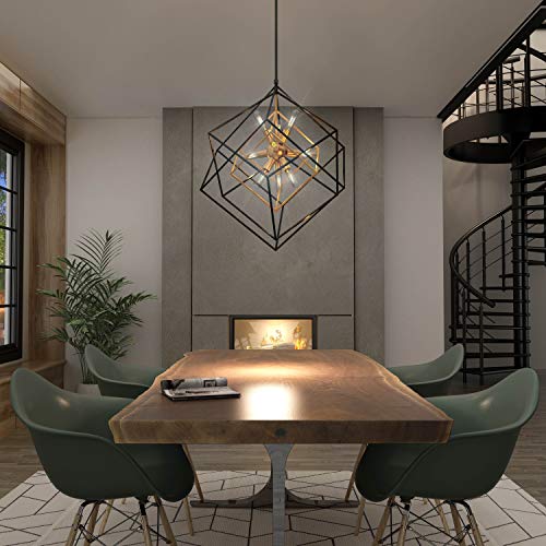 Artika Imperium Industrial Design 9-Light Chandelier 25W, Aged Brass Finish with Black Accents