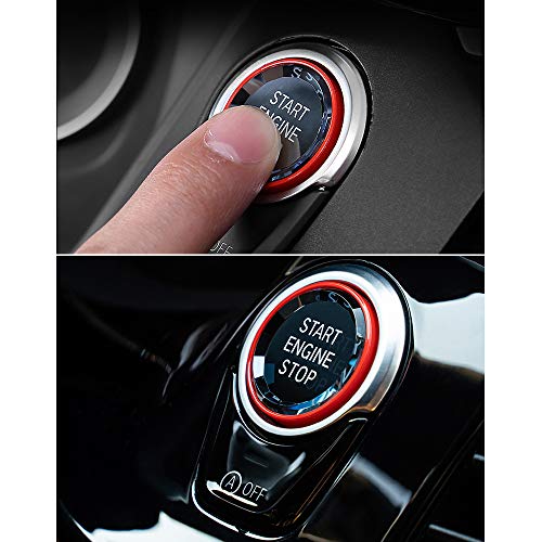 LECART Crystal Red Car Start Stop Engine Push Button Cover Start Ignition Button Cover Cap Push to Start Button Caps Compatible with BMW 1 2 3 4 5 6 7 Series X1 X2 X3 X4 X5 X6 F Chassis G Chassis