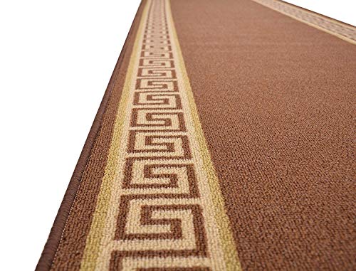 RugStylesOnline Custom Runner Meander Roll Runner 26 Inch Wide x Your Length Size Choice Slip Skid Resistant Rubber Back 7 Color Options (Brown, 30 ft x 26 in)