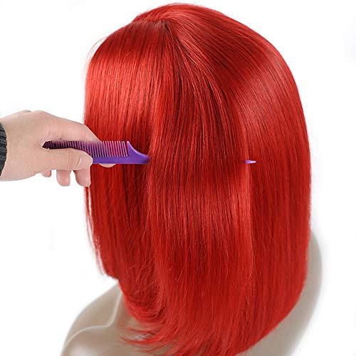 13x6 Pre Plucked Lace Front Wigs Human Hair Red Bob 150% Density Perfectly Pre Plucked Lace Front Orange Bob Wig 12" Short Straight Colored Summer Hairstyles for Women
