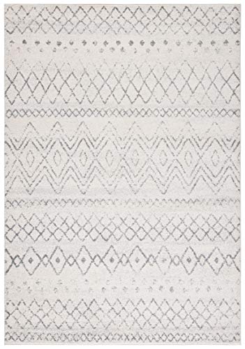 Safavieh Madison Collection MAD798D Moroccan Boho Distressed Area Rug, 9' x 12', Ivory/Charcoal