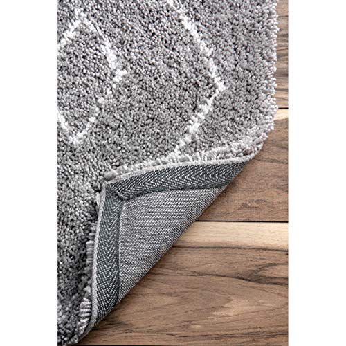 nuLOOM Lauren Lattice Shag Rug, 6' x 9', Grey