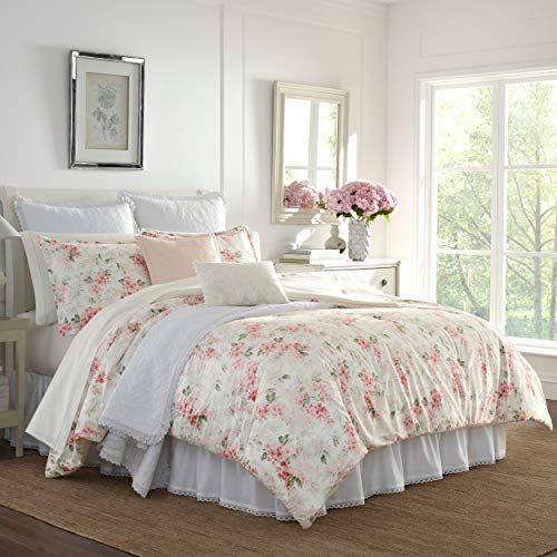 Laura Ashley Wisteria Collection Luxury Ultra Soft Comforter, All Season Premium Bedding Set, Stylish Delicate Design for Home Décor, King, Blush