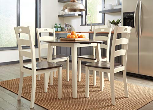 Signature Design by Ashley Woodanville Cottage Ladderback Dining Chair, 2 Count, Cream & Brown