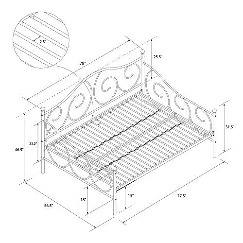 DHP Victoria Metal Daybed with Memoir 8" Mattress, Full