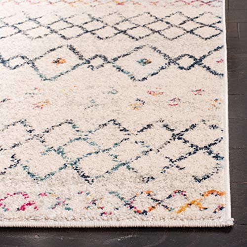 Safavieh Madison Collection MAD798B Moroccan Boho Distressed Area Rug, 12' x 15', Ivory/Navy