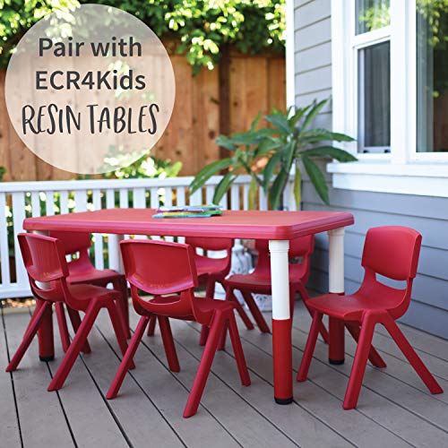 ECR4Kids School Stack Resin Chair, Indoor/Outdoor Plastic Stacking Chairs for Kids, 14 inch Seat Height, Orange (6-Pack)