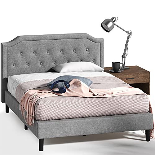 ZINUS Kellen Upholstered Scalloped Platform Bed Frame / Mattress Foundation / Wood Slat Support / No Box Spring Needed / Easy Assembly, King