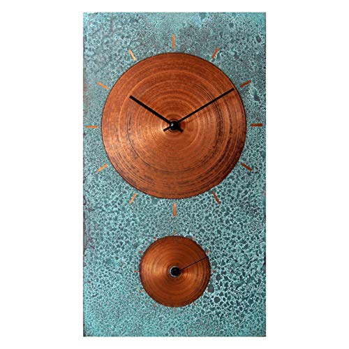 19-inch Turquoise Copper Wall Clock - Rustic Farmhouse Art Decor 7th Anniversary Gift - for Home Kitchen Living Room