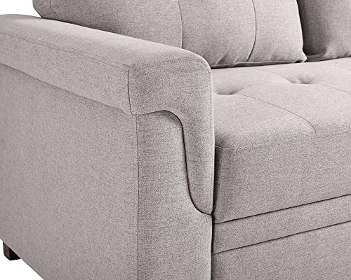 Lilola Home Lucca Linen Reversible Sleeper Sectional Sofa Light Gray