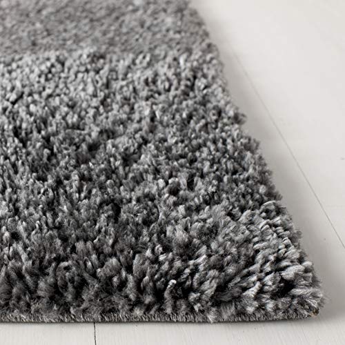 Safavieh August Shag Collection AUG900F Solid 1.2-inch Thick Area Rug, 8'6" x 8'6" Square, Grey