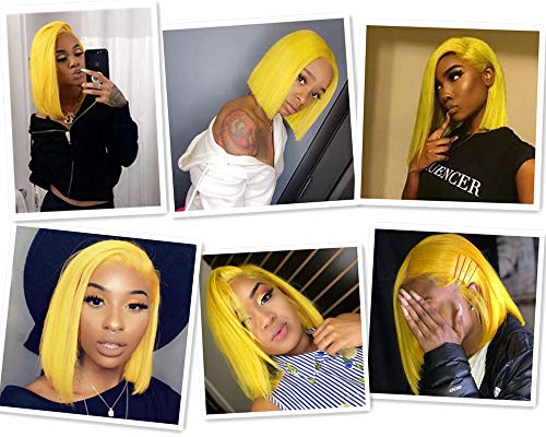 Lace Front Bob Wigs Human Hair 180% Density Blunt Cut Short Straight Bob Full Thick Ends Glueless Lace Frontal Side Part Bob Bleached Knots with Natural Hairline