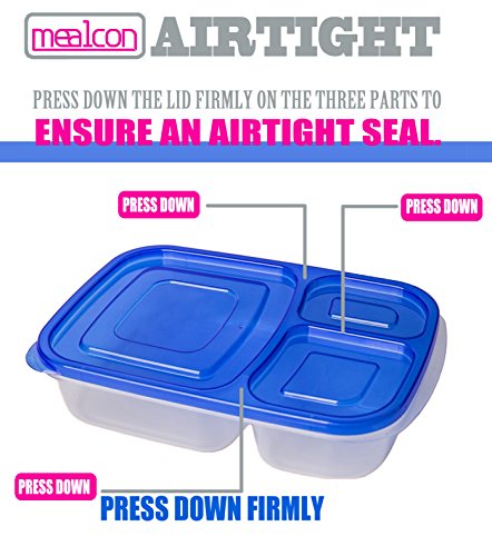 105 Pack Meal Prep Containers 3 Compartment-Divided Bento Lunch Box-Portion Control-Food Storage Containers with Lids