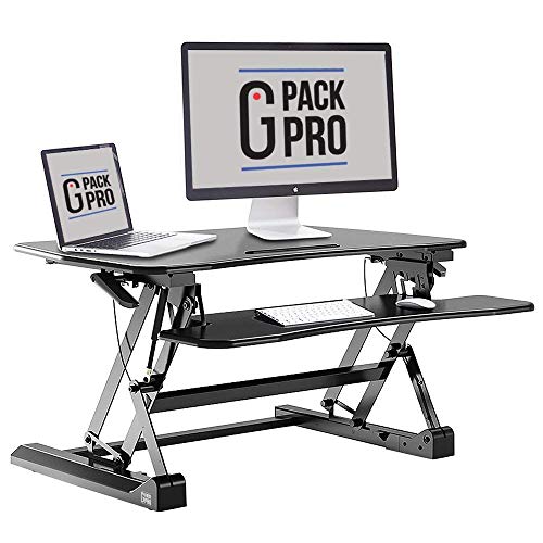 G-PACK PRO 70 Desktop Standing Desk Converter Sit To Stand Work Desk Riser Adjustable from 5.7in to 19.in Fits Dual Monitor