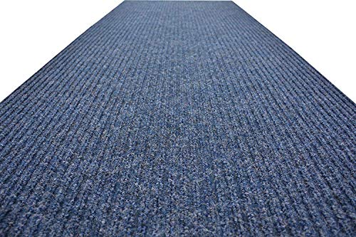 Tough Collection Custom Size Roll Runner Blue 27 in or 36 in Wide x Your Length Choice Slip Resistant Rubber Back Area Rugs and Runners (Blue, 36 in x 12 ft)