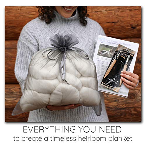 Extra Large Merino Blanket Knit Kit. Includes Super Soft Air Merino Yarn, Big Wooden Needles & Printed Cape Cod Blanket Pattern. Color: Bluebird