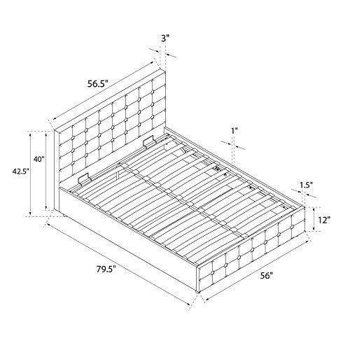 DHP Cambridge Bed with Storage, Full Size Frame, Upholstered, Gray Velvet